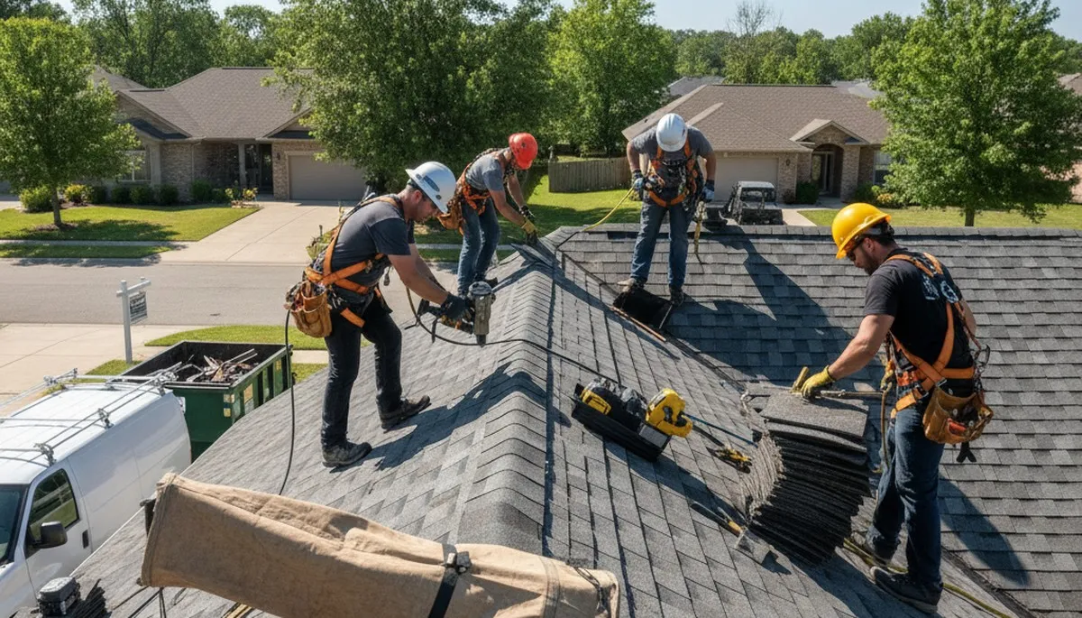 Spokane, WA roofing crew installing a weather-resistant roof for a local home